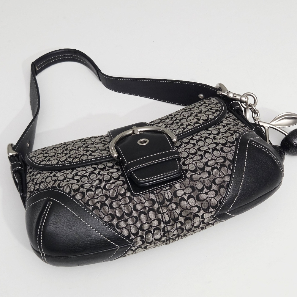 EXCELLENT VINTAGE COACH Y2K MINI SIGNATURE SOHO BUCKLE FLAP SHOULDER BAG 6818 - Picture 9 of 11